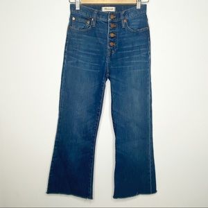 Madewell size 24 Flea Market Flare Jeans Cropped Blue Button Fly Denim